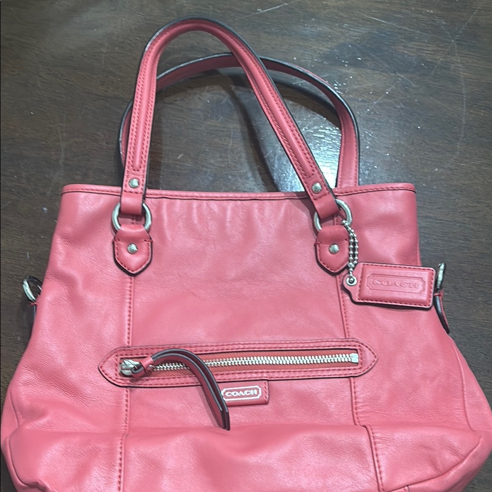 Coach Pink Shoulder Bag with Silver Hardware